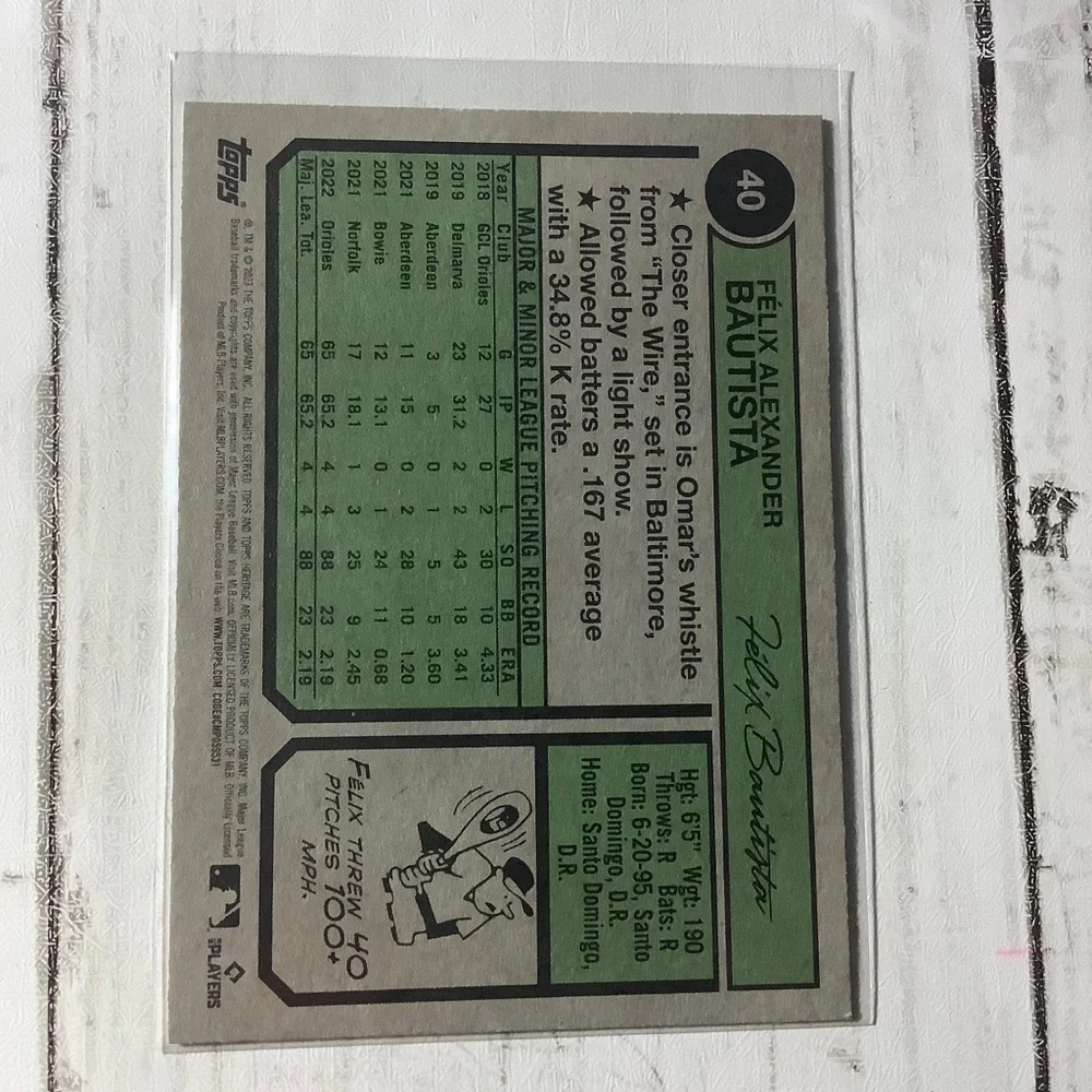 2023 Topps Heritage Félix Bautista Rookie #40 Baltimore Orioles